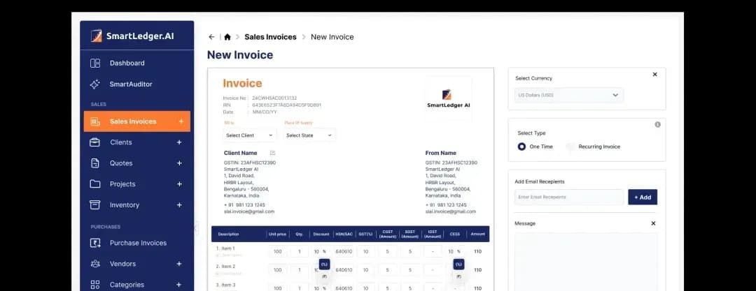 Invoice Management dashboard