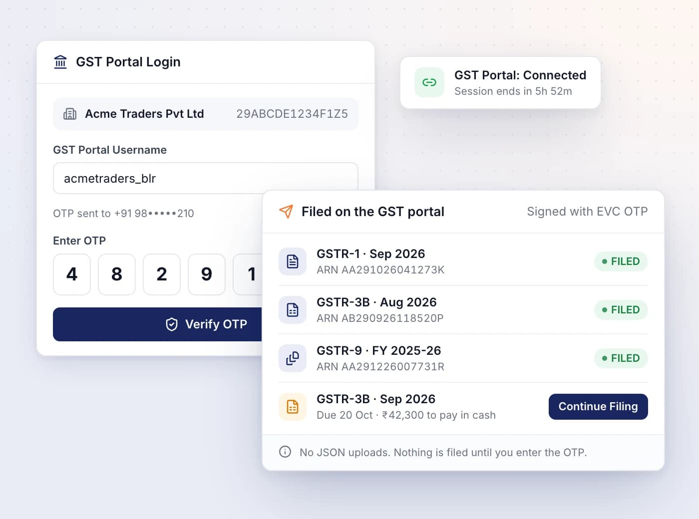 File on the GST portal without JSON uploads