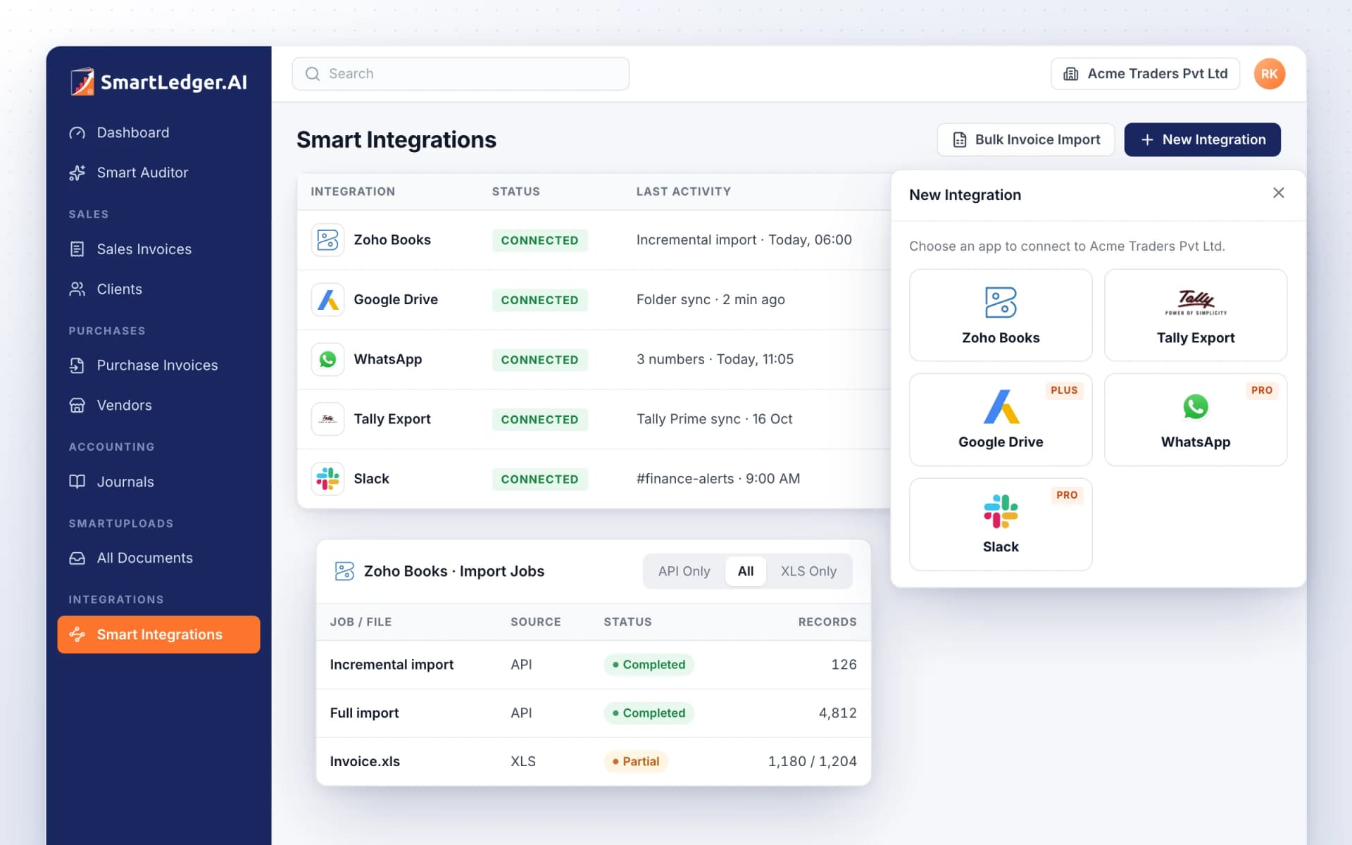 SmartIntegrations dashboard