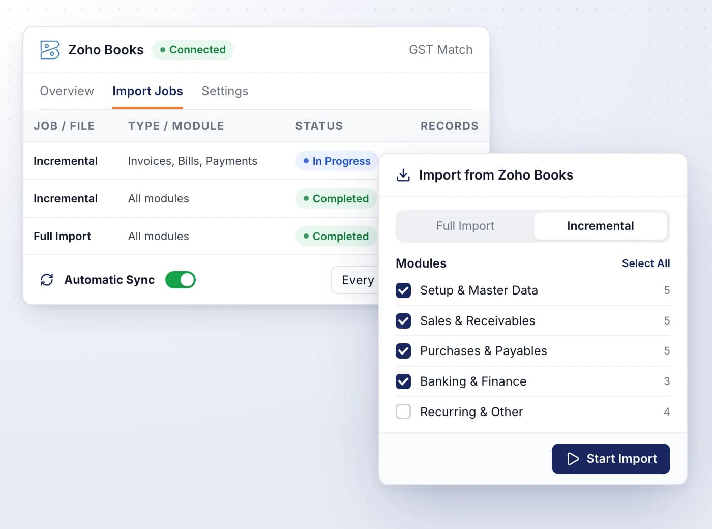 Move from Zoho Books and stay in sync