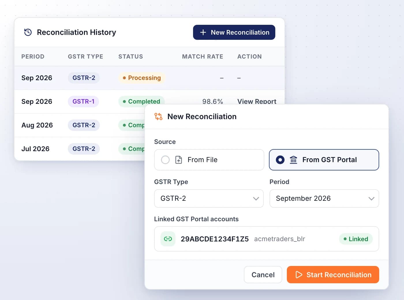 Fetch GSTR-2B or upload the JSON
