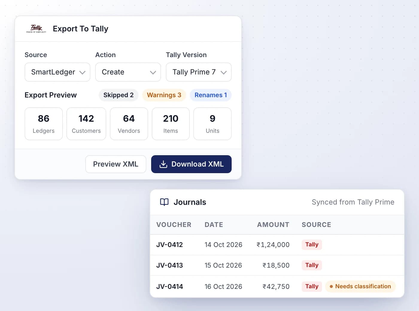 Bring your Tally Prime books into SmartLedger