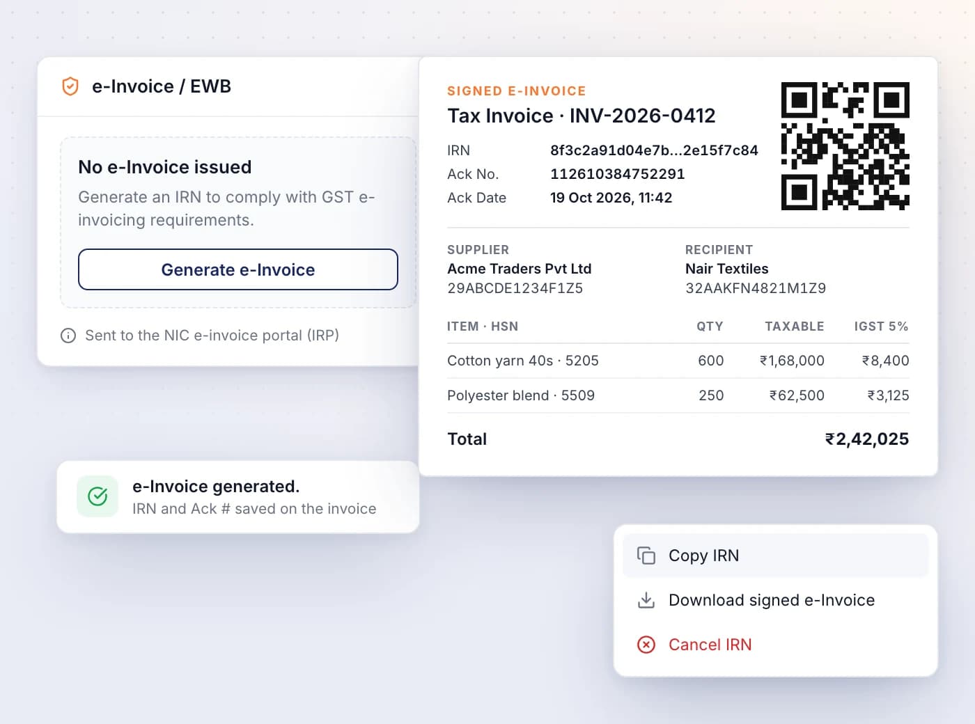 Get an IRN without leaving the invoice